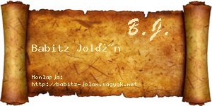 Babitz Jolán névjegykártya